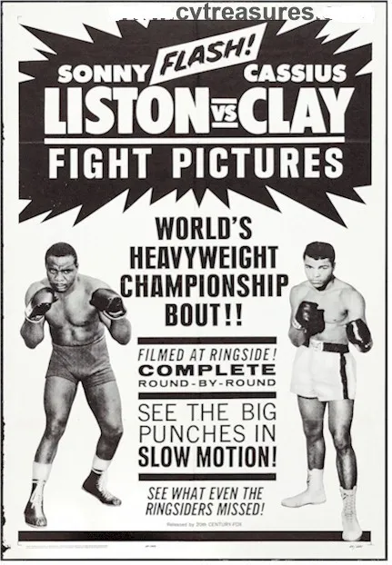 Cassius Clay (muhammad Ali) Sonny Liston Vintage Boxing Fight Poster Rare Plate