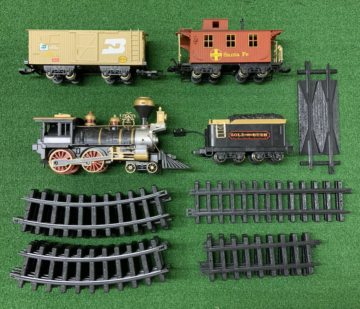 Vintage New Bright Gold Rush Express G-scale Train Set W/ Track