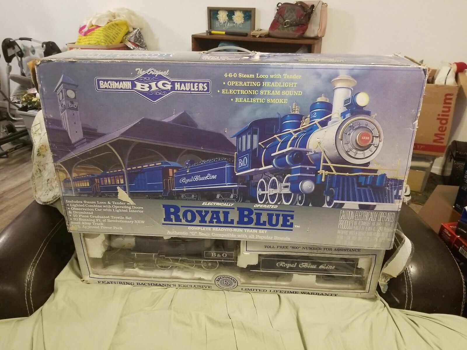 Bachmann 90016 Royal Blue G Gauge Steam Train Set Box. Train Cars Only.