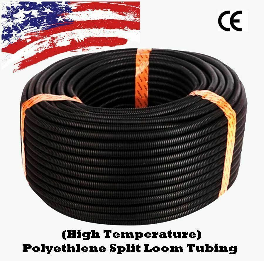 All Sizes 1 Ft - 100 Foot Split Wire Loom Polyethylene Tubing Marine Conduit Lot
