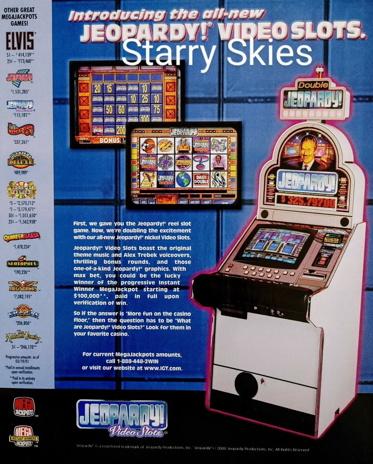 Jeopardy Video Slot Machine 2001 Las Vegas Print Ad