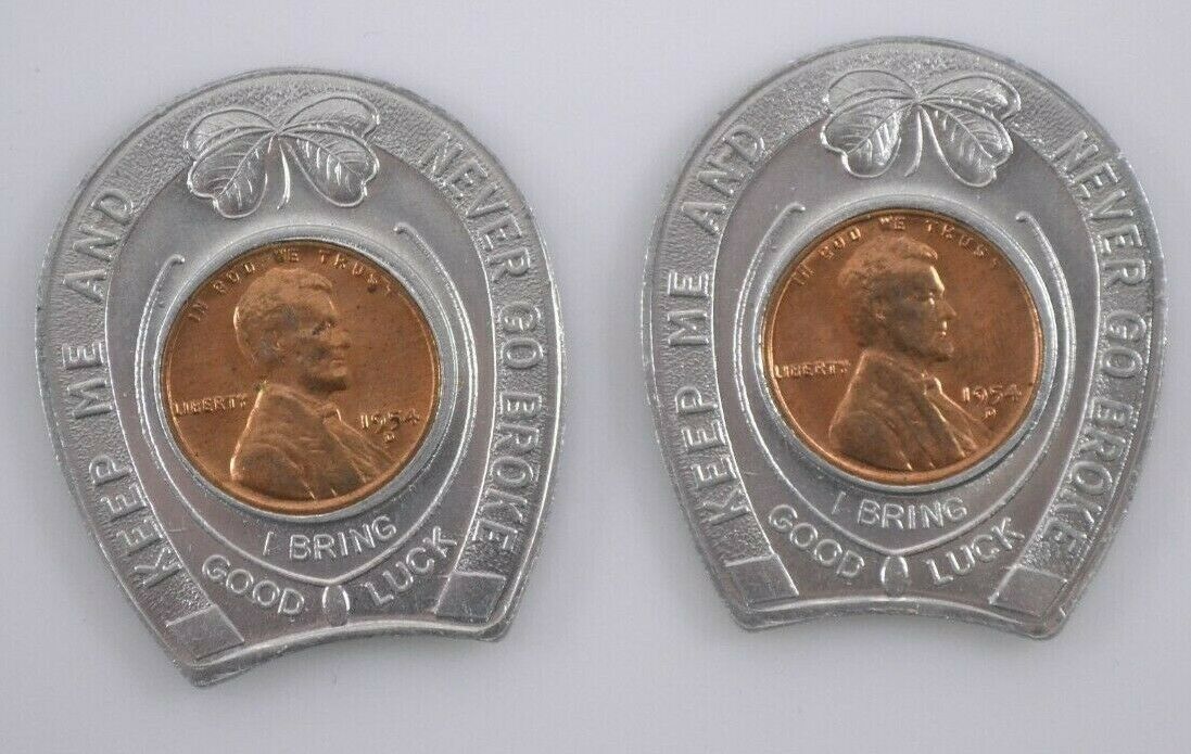 (2) 1954 D Wheat Penny Good Luck Tokens Regal Currency Exchange