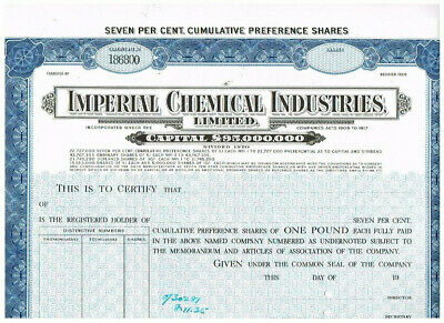 Imperial Chemial Industries Ltd. (ici), 1935, Specimen, Rarer Blue, Vf+