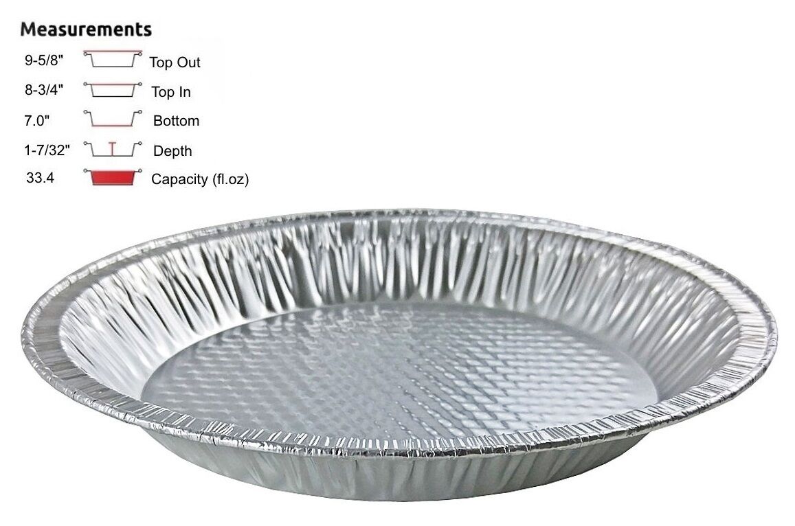 Handi-foil 10" Aluminum Pie Pan 1-7/32" Deep - Disposable Baking Tin Plates #305