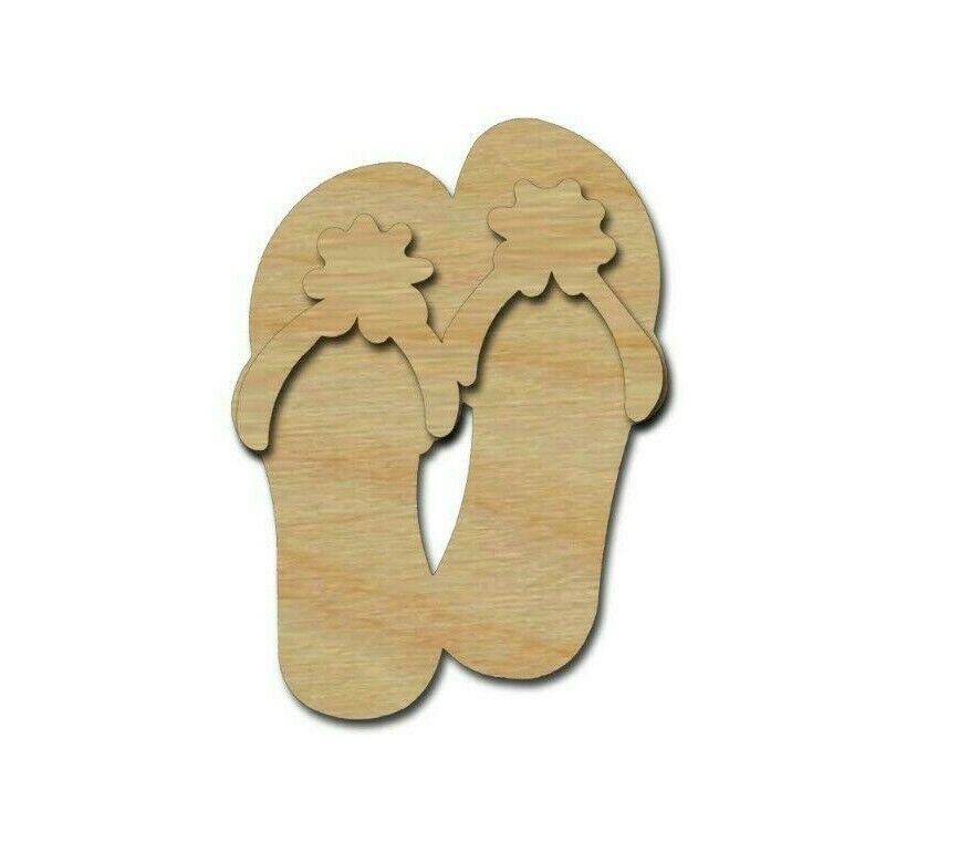 Flip Flops Unfinished Wood Cutouts Beach Theme Diy Shapes Variety Of Sizes