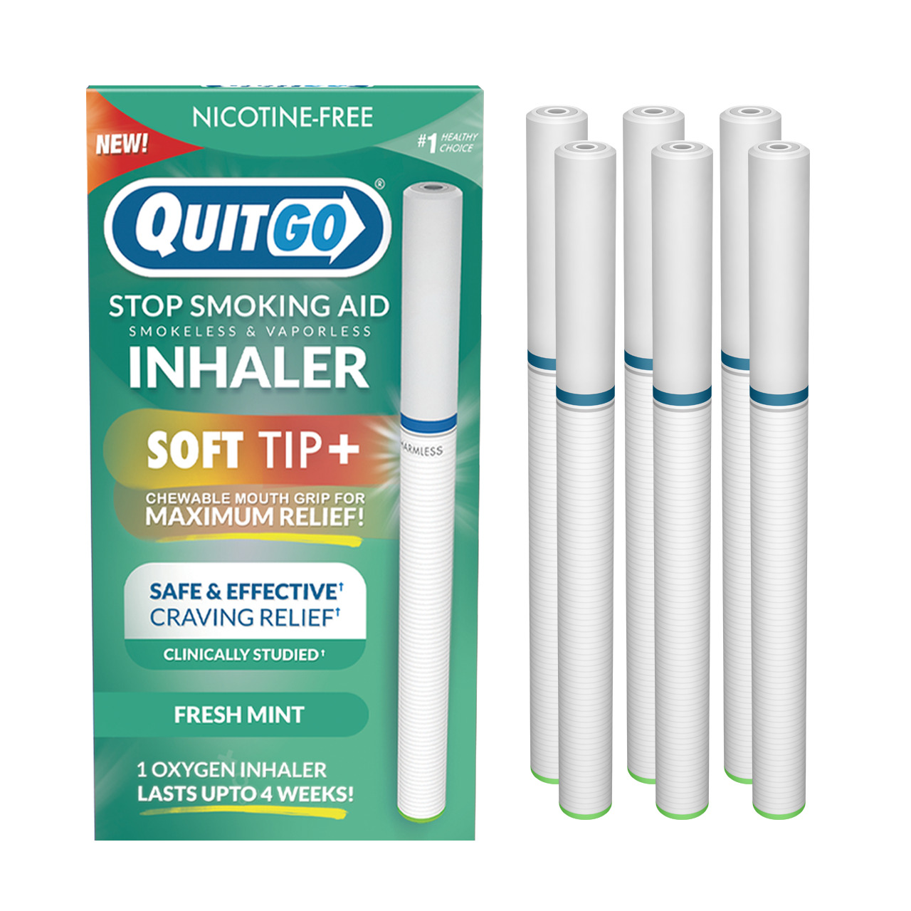 Quitgo Quit Smoking Inhaler Soft-tip Smokeless Vapor-less & Nicotine-free Mint