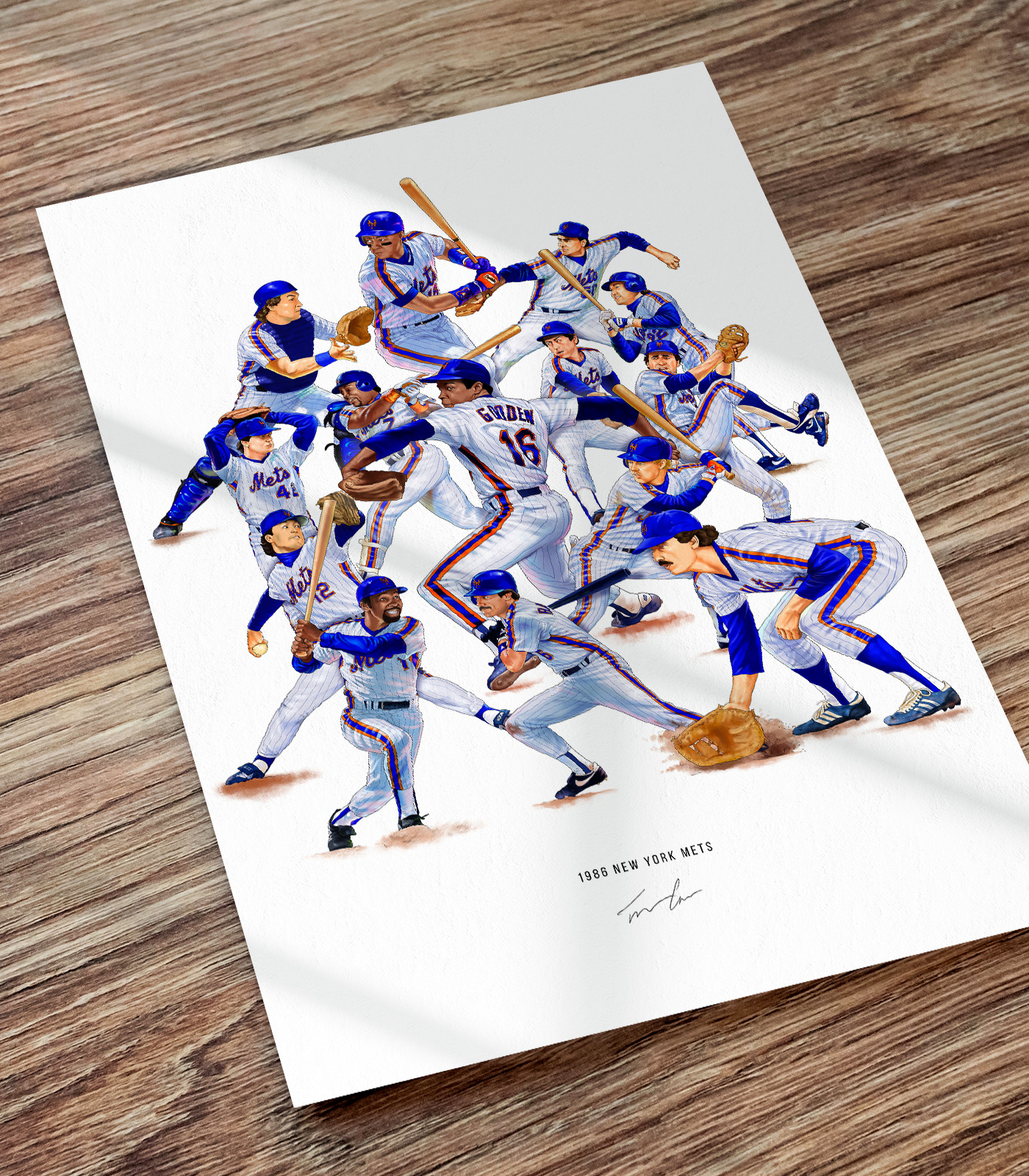 1986 New York Mets World Series Collage Poster Baseball Illustrated Print Art