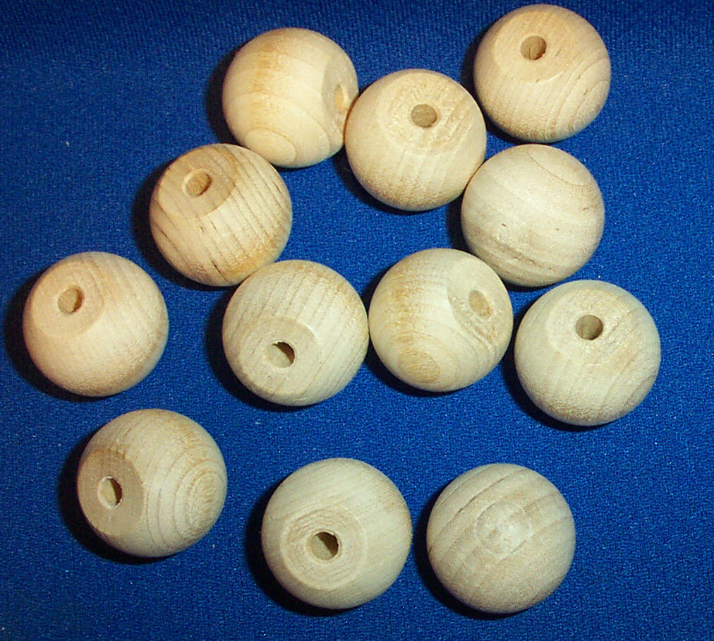 12 Unfinished Natural Hardwood Wooden Wood  1"  Doll Head Ball Drawer Knobs New