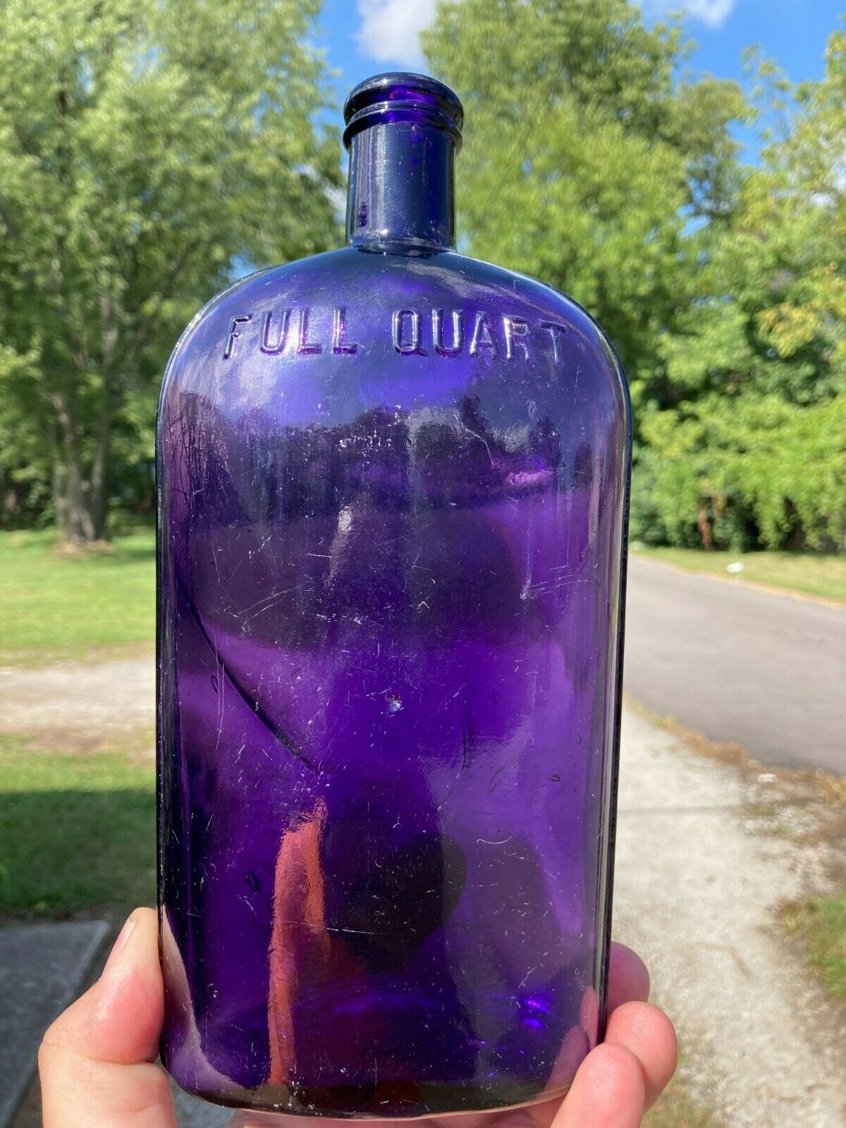 Dark Purple Quart Strapside Flask
