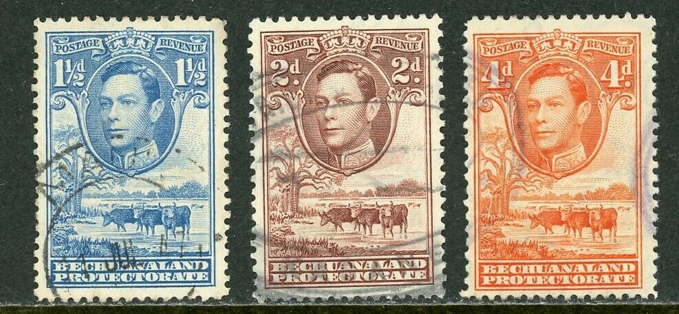 Bechuanaland Scott #126//129 Used George Vi And Ranch Scene Cattle Cv$6+