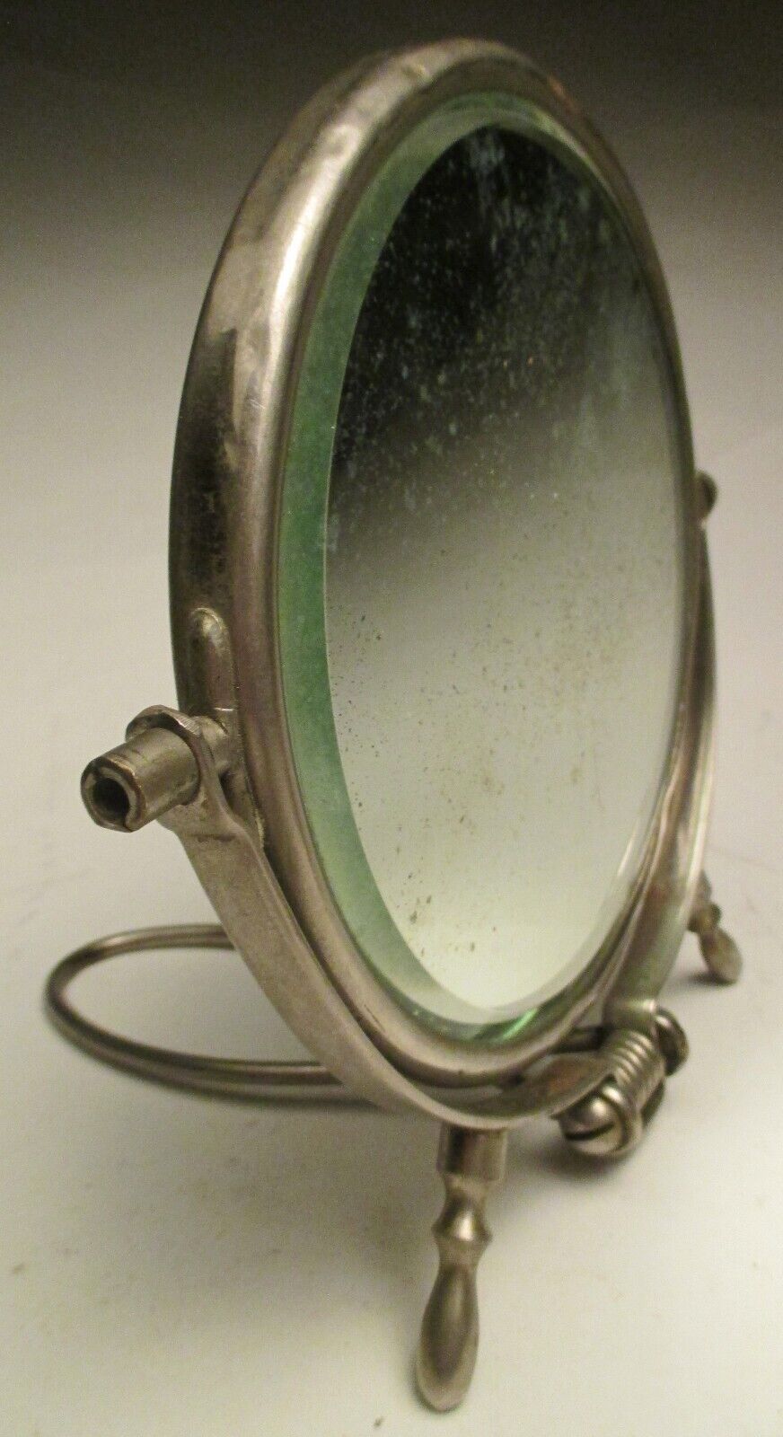 Vintage Man’s Shaving Beveled Mirror Footed For Counter Or Wall Mount 1920's