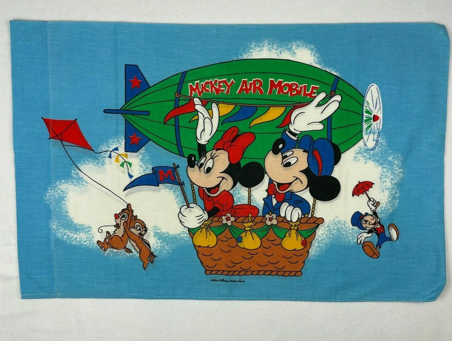 Vintage 90s Mickey Mouse Air Mobile Pillow Case Walt Disney Chip & Dale Standard