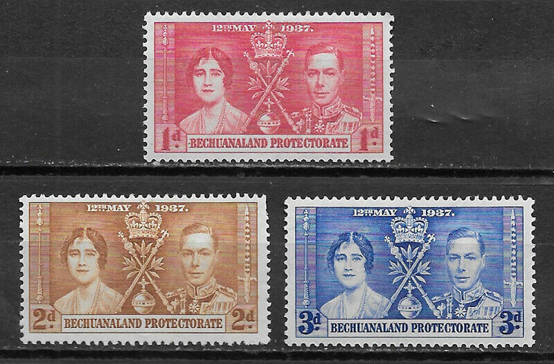 Bechuanaland Portectorate , George Vi , Coronation ,1937, Lot Of 3 Stamps , Vlhd