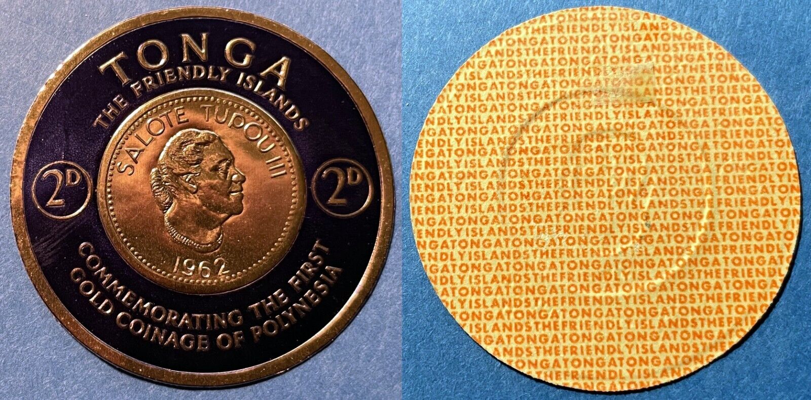 Tonga 1963 2d Koula Gold Coin Sc-129 Die Cut Mvlh Og #br5 - Us Seller