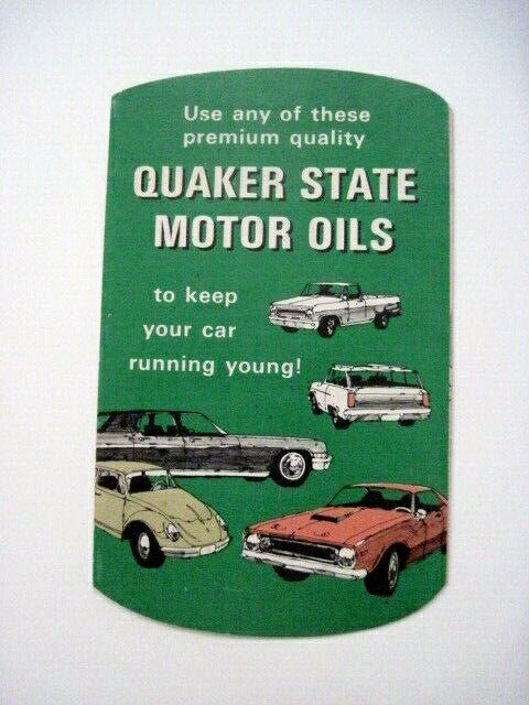 Clever 1950's Advertising Brochure "quaker State Motor Oils" Pics Of 50's Cars *