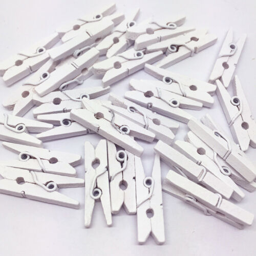 Mini White Wooden Clothe Photo Paper Peg Scrapbooking Clothespin Clips