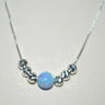 3 Pcs St. Silver 925 Box Chain With 6mm Blue Opal & 4mm Laser Cut Bead Necklaces