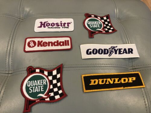 6 Nos Vintage Racing Patch Lot Quaker State Oil Goodyear Dunlap Hoosier Kendall+