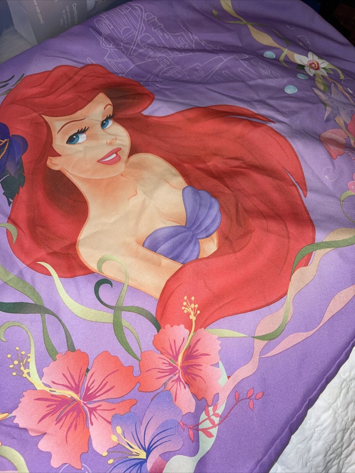 Disney Ariel Little Mermaid Double Side Single Standard Poly Pillowcase So Cute