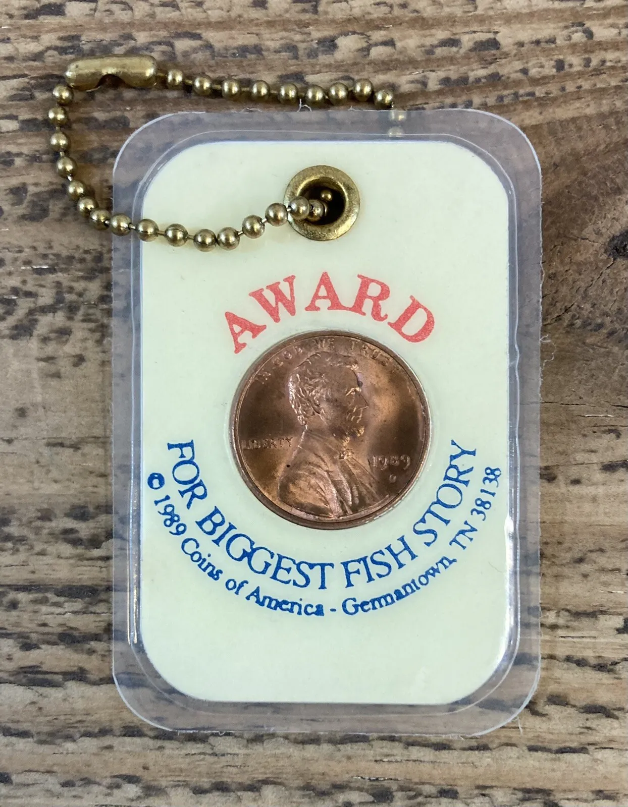 The Award For Biggest Fish Story Encased Penny From Coins Of America Oop Rare