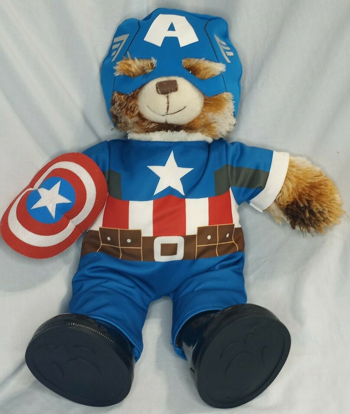 Build A Bear Captain America Champ Patch Heart Plush 16" Brown Bab Shield