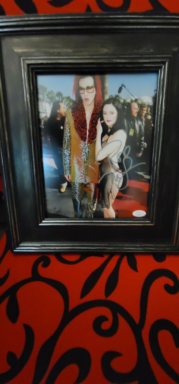 Framed Marilyn Manson & Rose Mcgowan 8x10 Photo Signed By Rose W/ Jsa Coa Twiggy