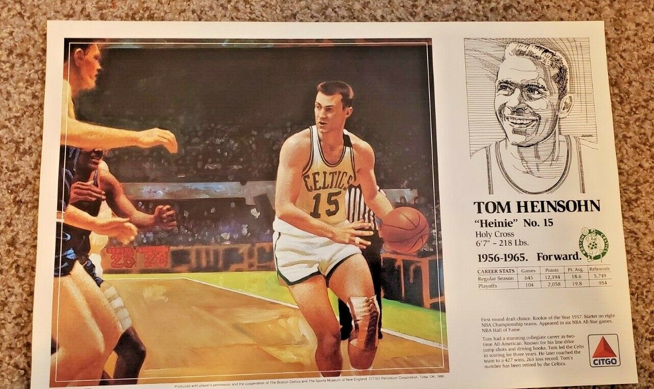 Vintage 1989 Boston Celtics Citgo Basketball Posters Print Of Tom Heinsohn