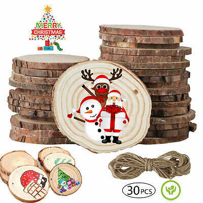 30pcs Unfinished Natural Wood Slices Pieces Christmas Tree Ornaments Diy Craft