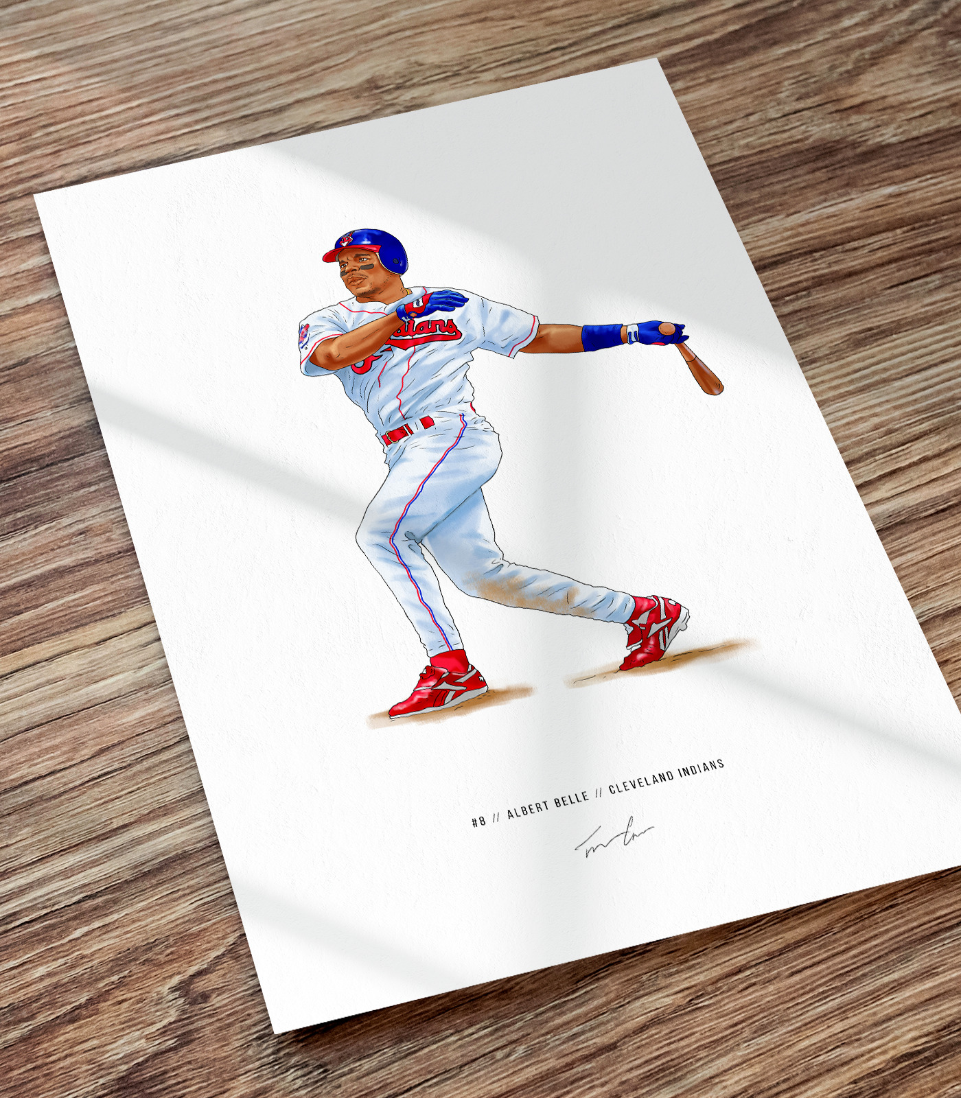 Albert Belle Cleveland Indians Baseball Illustrated Print Poster Art