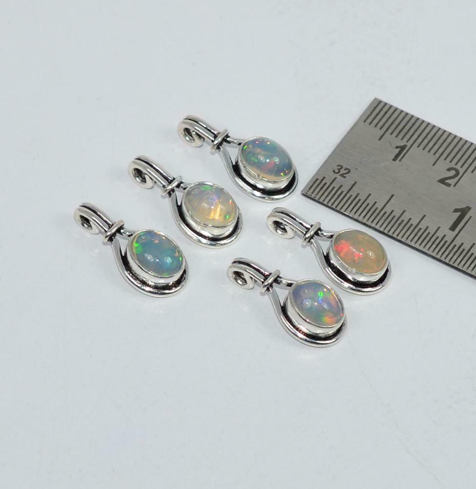 Wholesale 5pc 925 Solid Sterling Silver Natural Ethiopian Opal Pendant Lot O I65