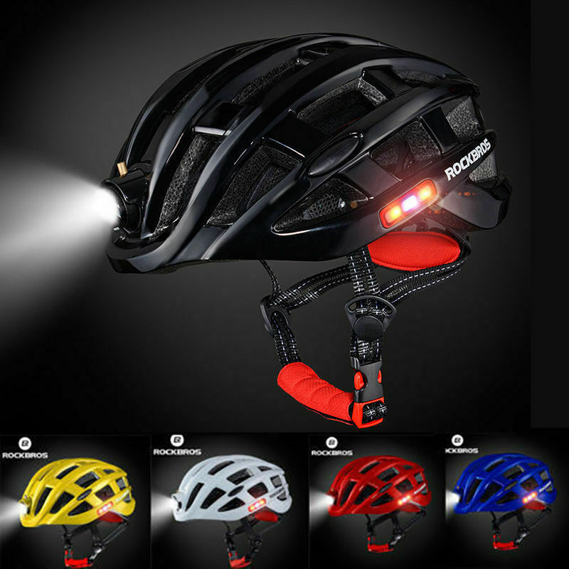 Rockbros Road Bike Cycling Ultralight Helmet Usb Recharge Light Size 57-62cm