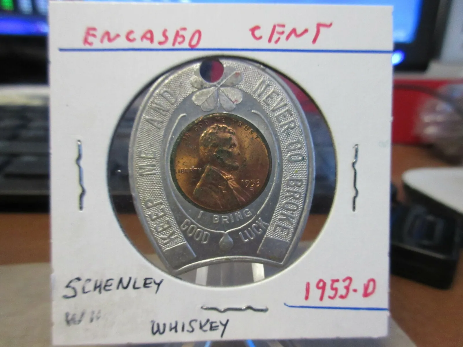 1953-d Ny Ny / Schenley Whiskey Encased Lincoln Cent