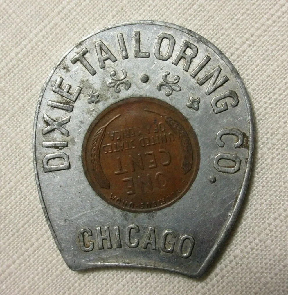 Chicago Il Illinois ~ Dixie Tailoring Co. ~  1923 Encased Wheat Cent Luck Penny