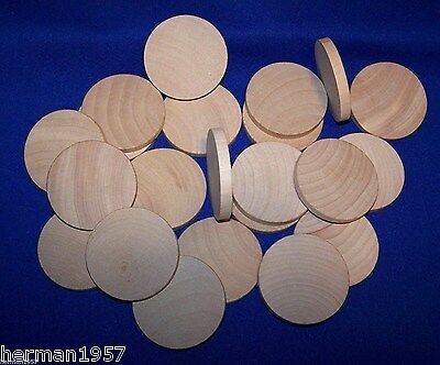 25 Natural Unfinished Hardwood 2" Wood Circles Discs Wooden Crafts  Game Spacers