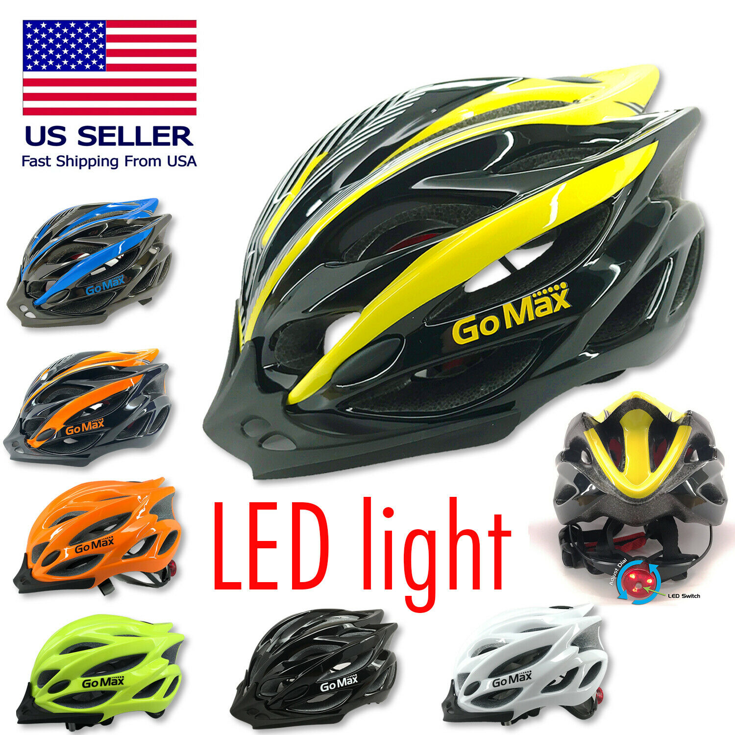 Gomax Bicycle Helmet Safety Cycling Mtb Adult Mountain Road Bike Led Tail Light