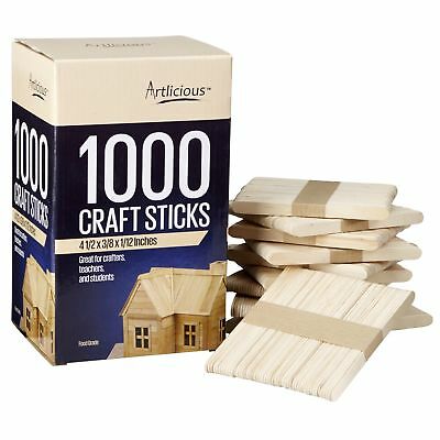 Artlicious - 1000 Natural Wooden Food Grade Popsicle Craft Sticks