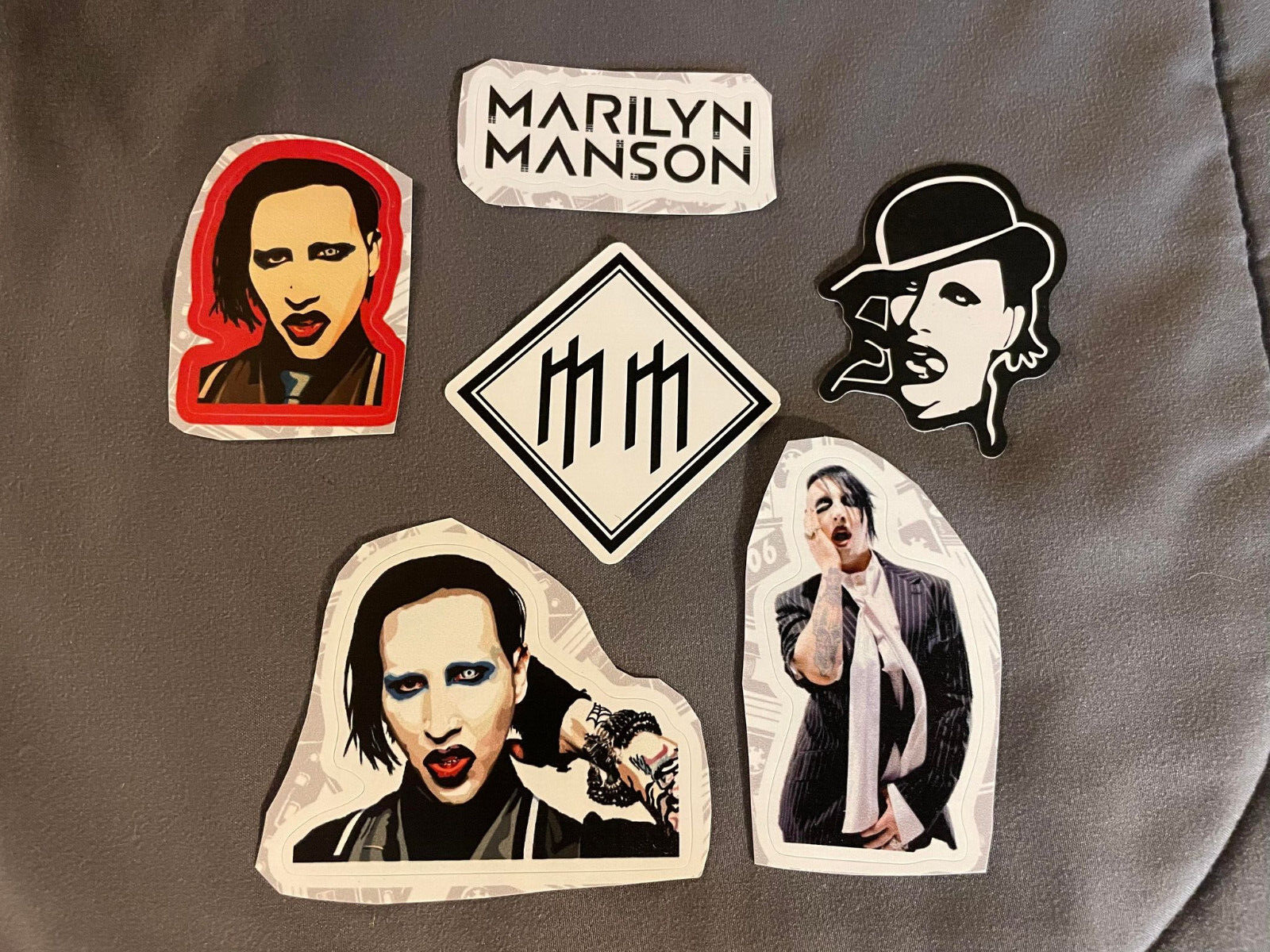 Lot Of 6 Marilyn Manson 1" To 2 3/4"  Band Logo Stickers Black Fast! Free Ship!