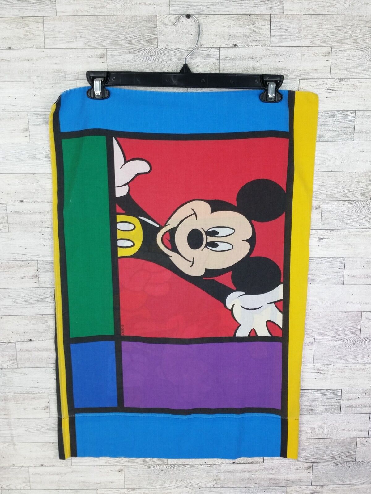 Vtg 90's Disney Mickey Mouse  Goofy Color Block Pillowcase Made In Usa 29 X 20