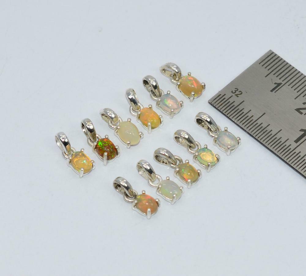 Wholesale 11pc925 Solid Sterling Silver Natural Ethiopian Opal Pendant Lot I921