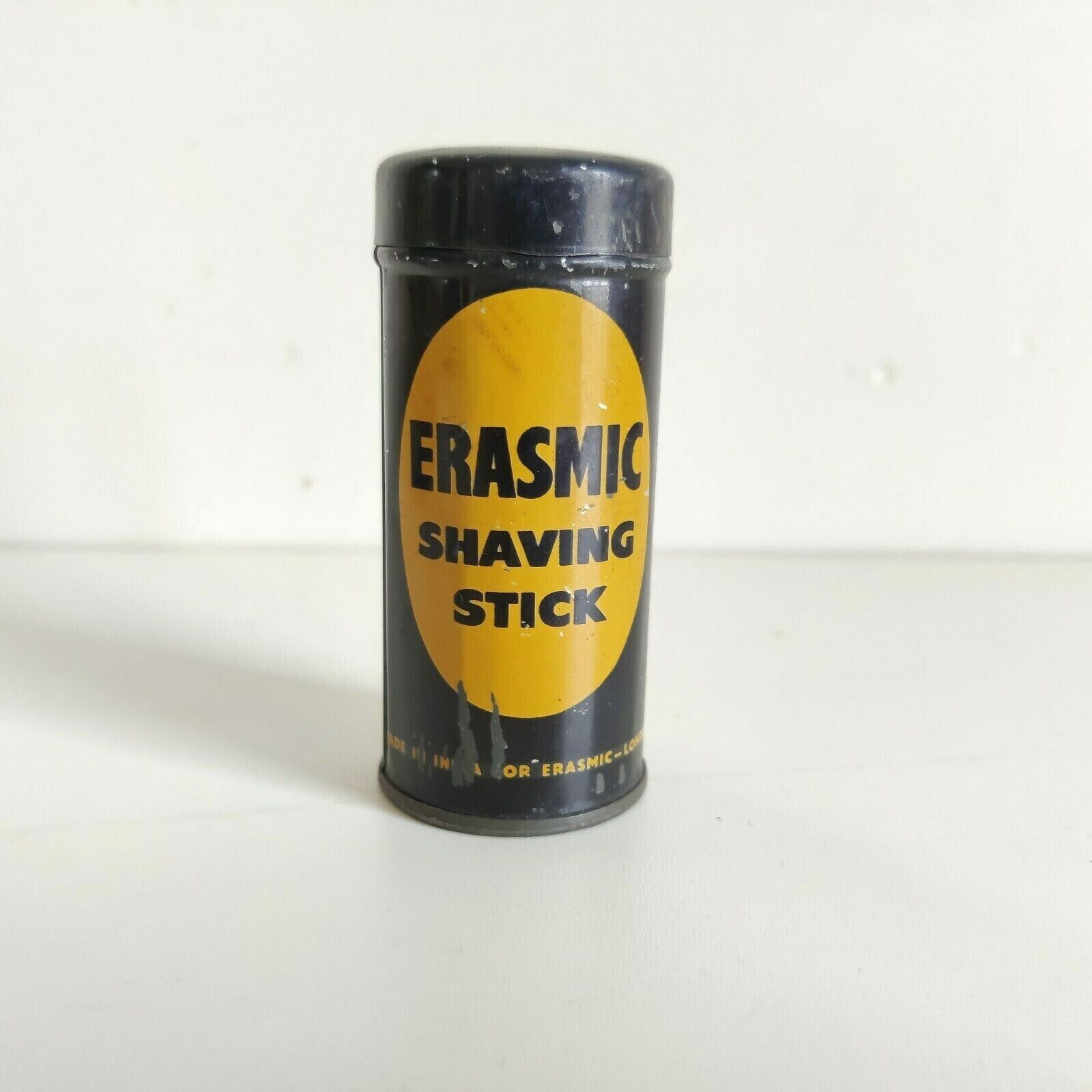 1940s Vintage Hindustan Lever Ltd. For Erasmic Shaving Stick Advertising Tin Box