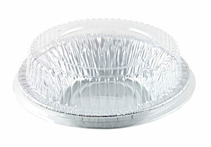4 7/8" Aluminum Foil Tart / Mini-pie Pan W/clear Plastic Dome Lids - Disposable