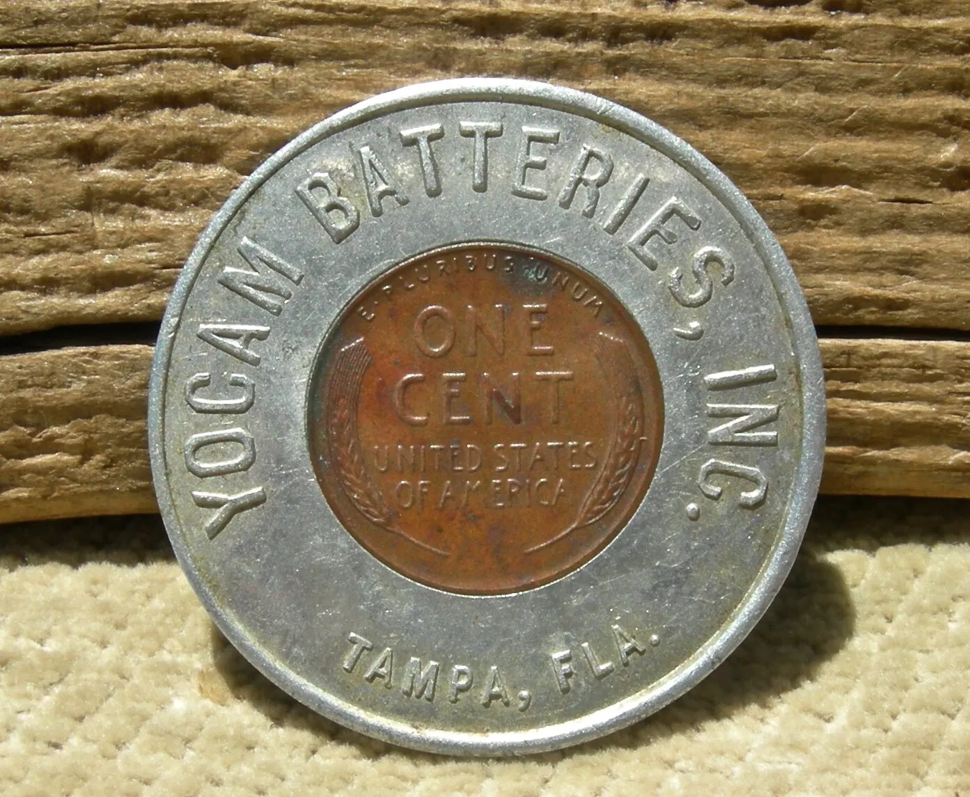 Antique Tampa Florida Fl (hillsborough Co) "yocum Batteries Inc" Encased Cent