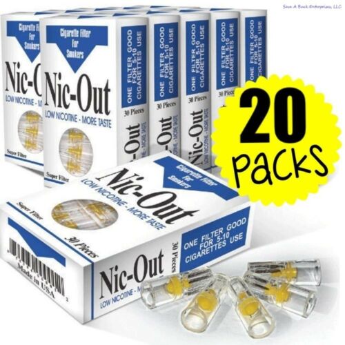 20 Total Nic-out Cigarette Filters Packs, Less Tar And Nicotine (600 Filters)