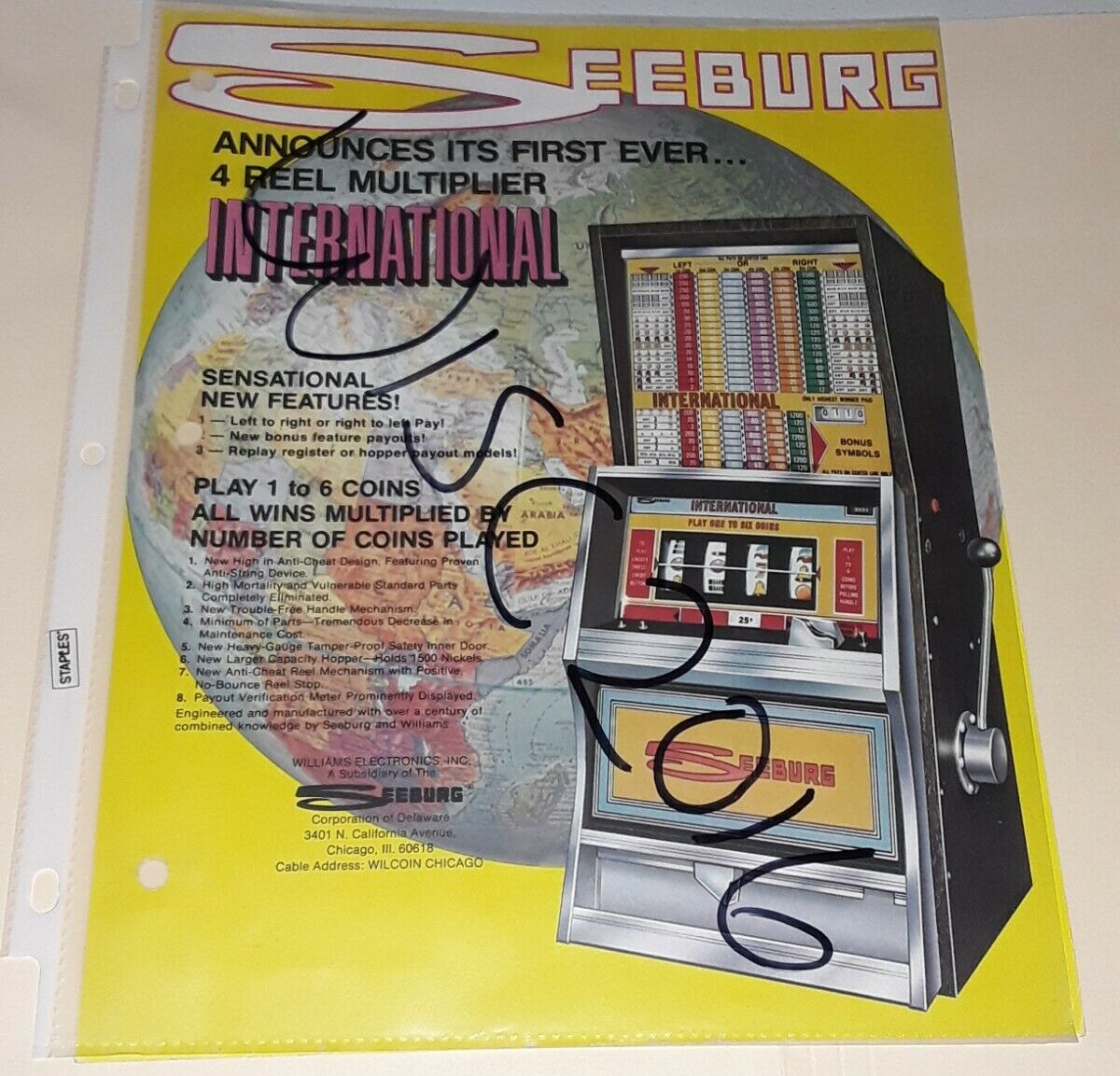 Seeburg 44 Reel International Slot Machine Promo Flyer