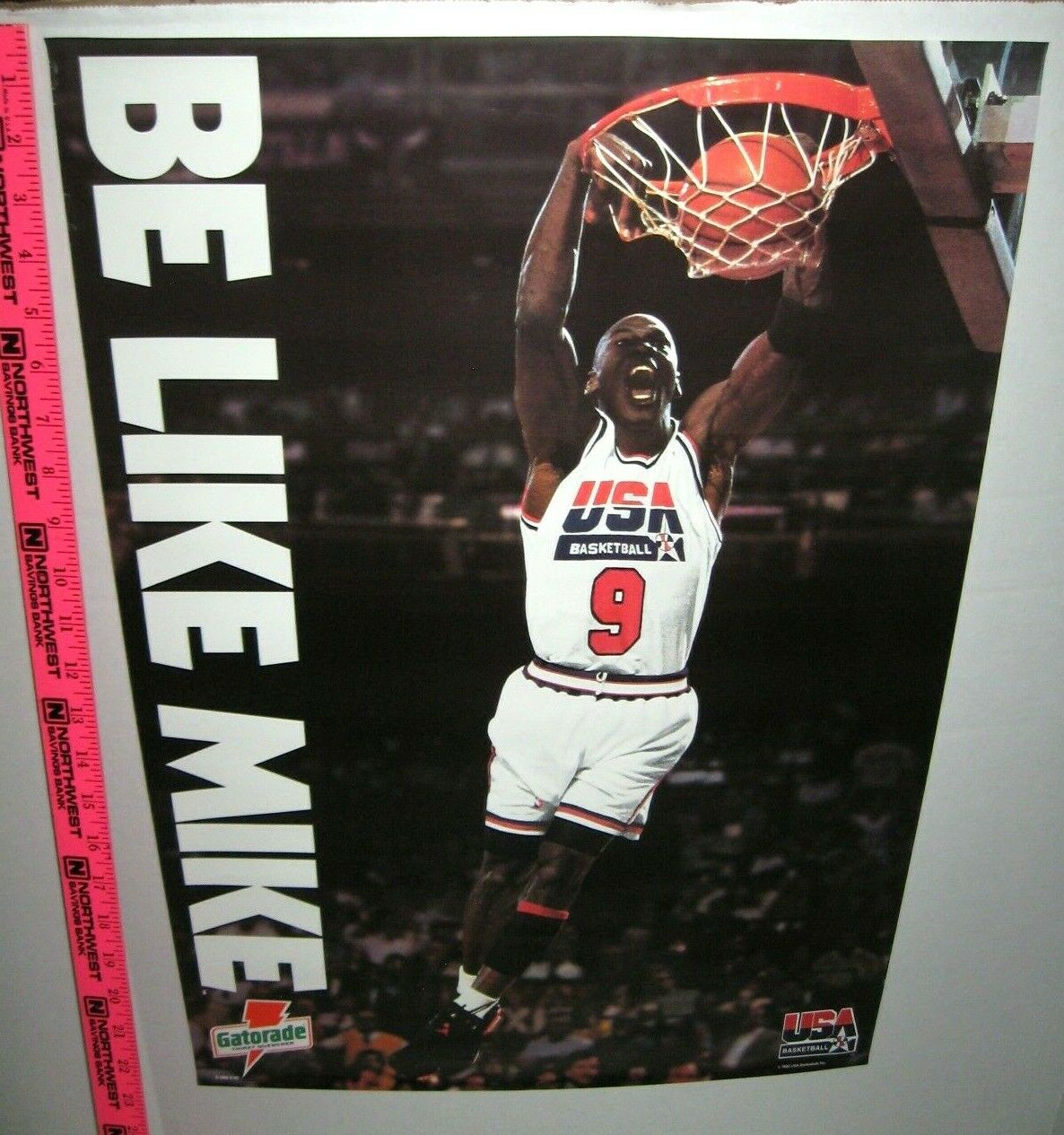 Vintage 1992 Team Usa Michael Jordan Be Like Mike Poster 17x25 Gatorade Promo