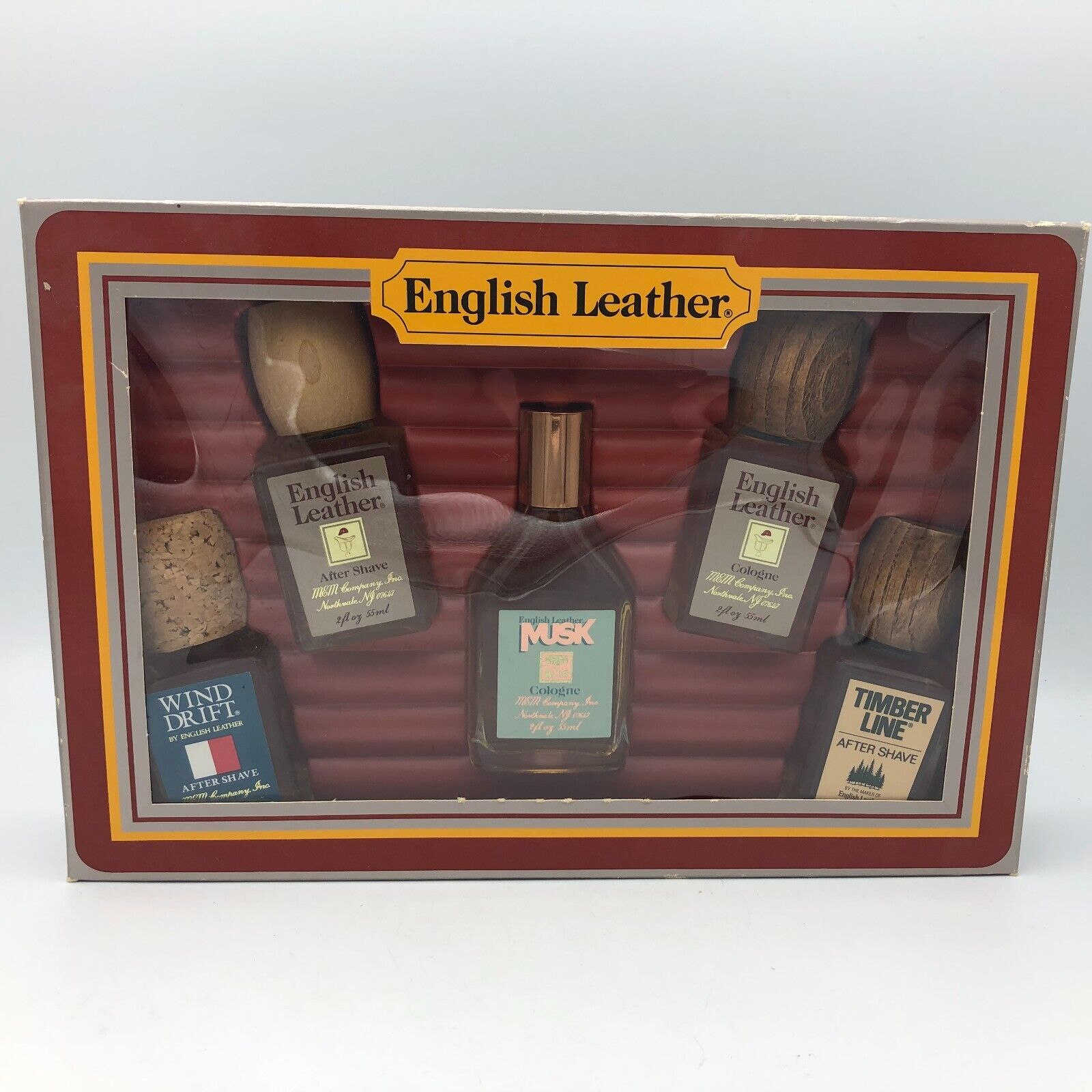 Vintage English Leather After Shave Cologne Gift Box Set Nos New Damaged Box T2