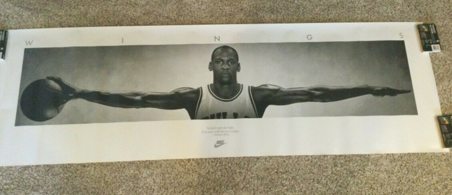 Original 1989 Michael Jordan Nike Poster "wings" Nos 24 X 76 1st Print!!!